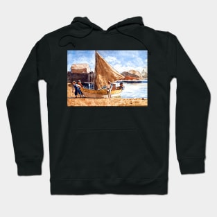 Young Children Enjoy A Summer Day with Sailboat at the Beach 1880 Winslow Homer Hoodie